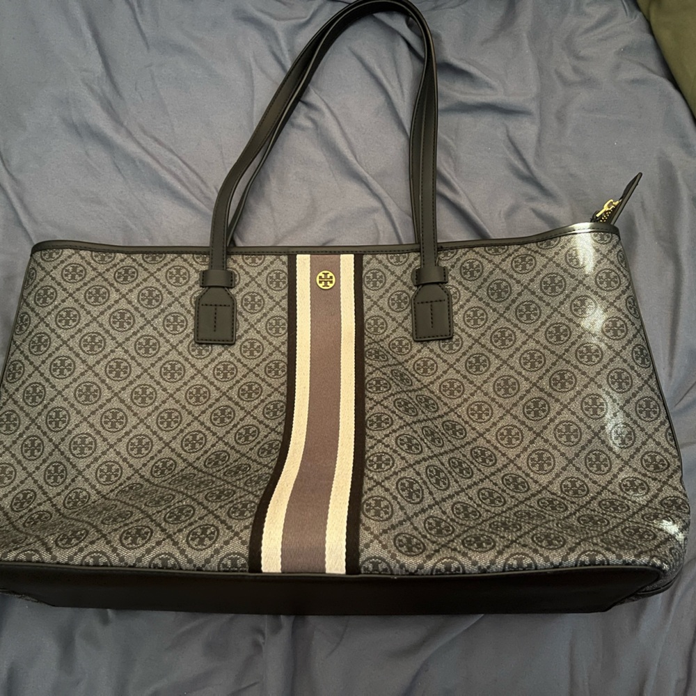 Tory Burch T Monogram Coated Canvas Tote Bag